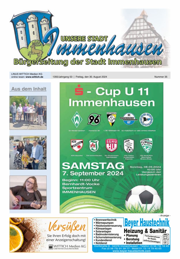 Unsere Stadt Immenhausen Titelblatt 35/2024