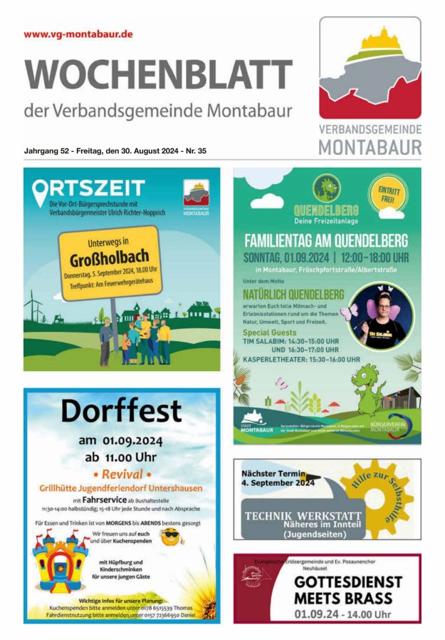 Wochenblatt der Verbandsgemeinde Montabaur Titelblatt 35/2024