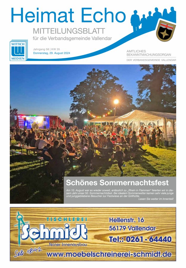 Heimat-Echo - Heimat- und Bürgerzeitung Verbandsgemeinde Vallendar Titelblatt 35/2024