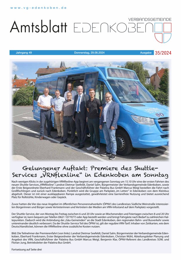 Amtsblatt VG Edenkoben Titelblatt 35/2024