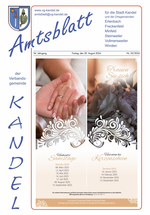 Amtsblatt VG Kandel Titelblatt 35/2024