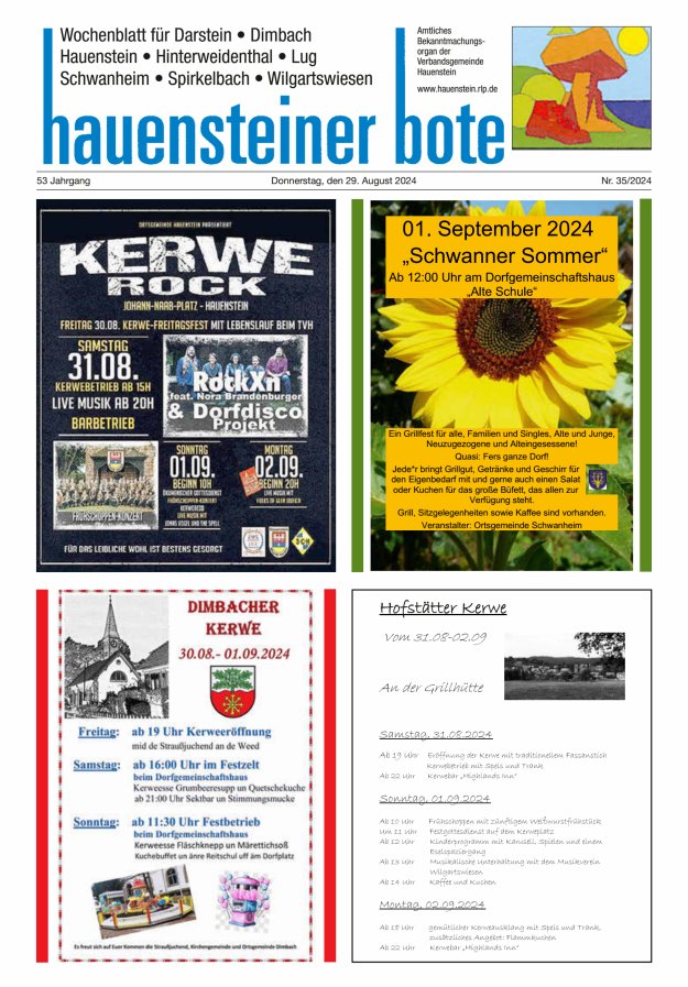 Hauensteiner Bote Titelblatt 35/2024