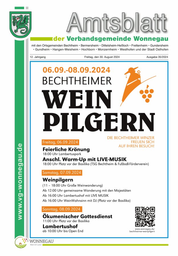 Amtsblatt VG Wonnegau Titelblatt 35/2024