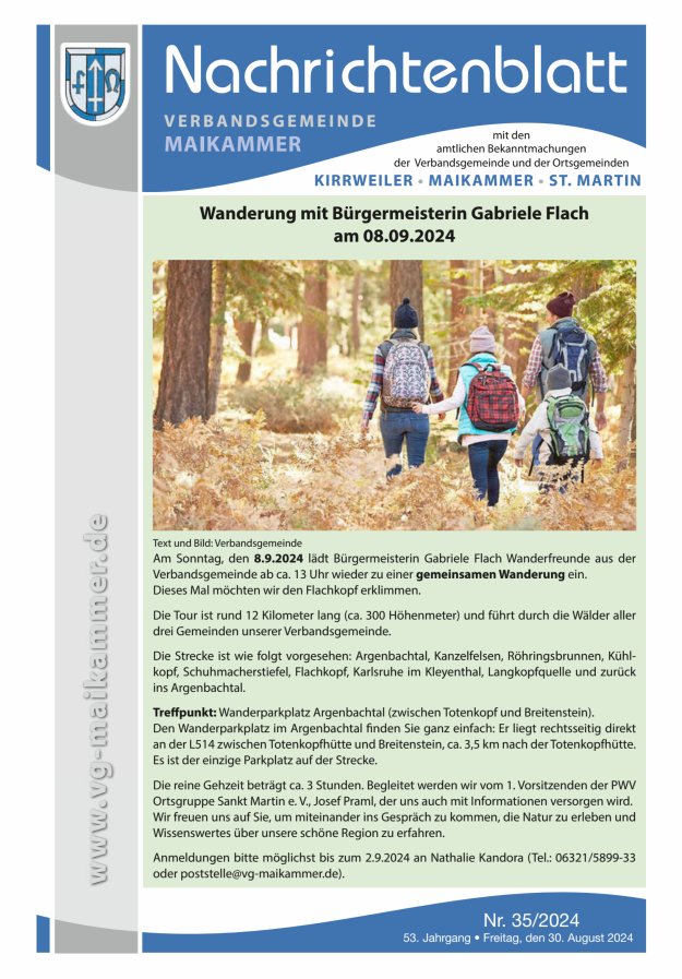 Nachrichtenblatt VG Maikammer Titelblatt 35/2024