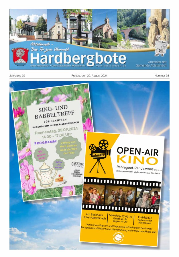 Hardbergbote - Mitteilungsblatt der Gemeinde Abtsteinach Titelblatt 35/2024