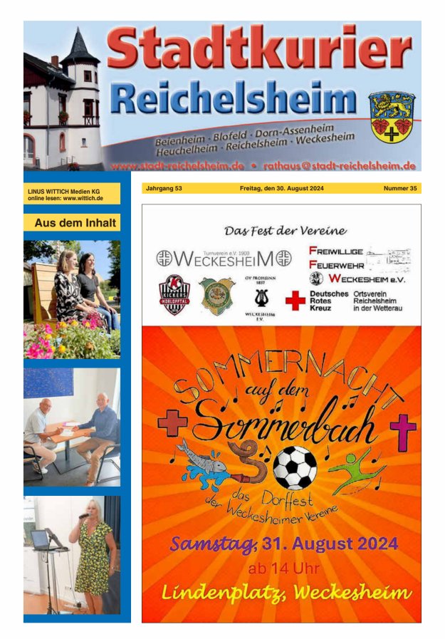Stadtkurier Reichelsheim Titelblatt 35/2024