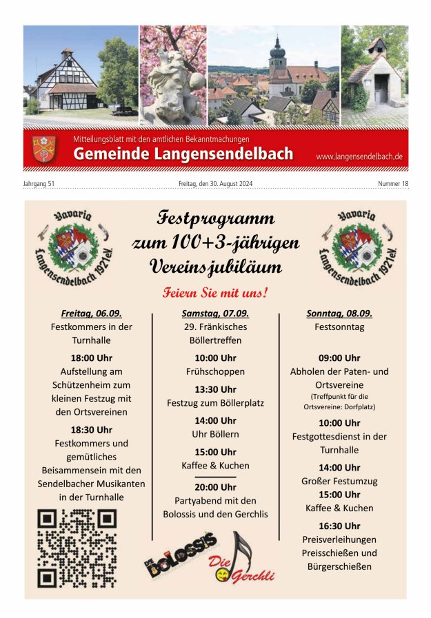 Mitteilungsblatt - Gemeinde Langensendelbach Titelblatt 18/2024