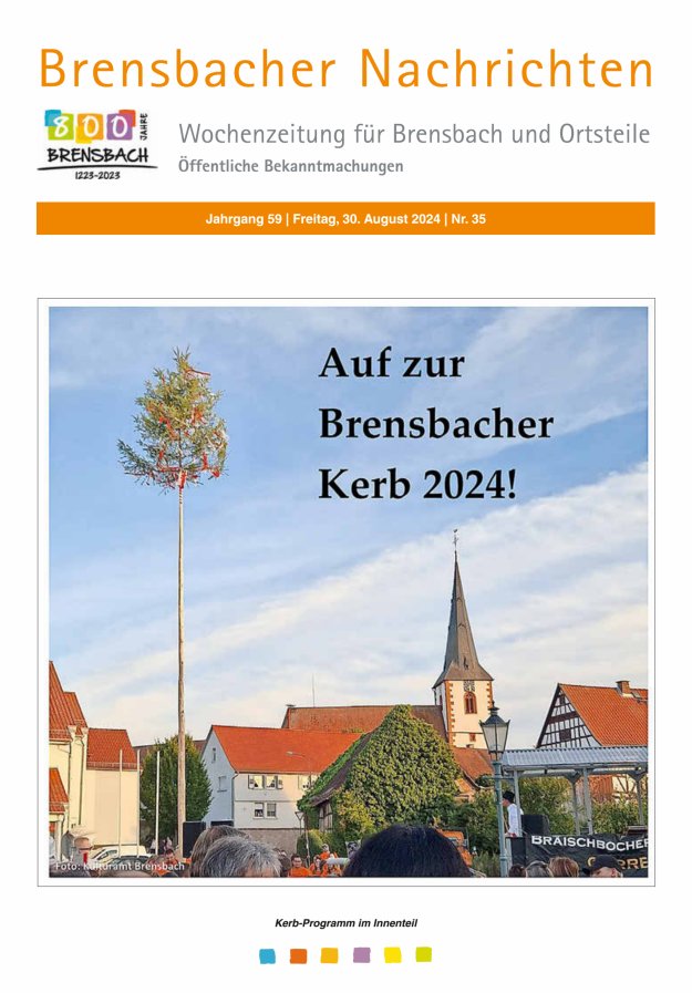Brensbacher Nachrichten Titelblatt 35/2024