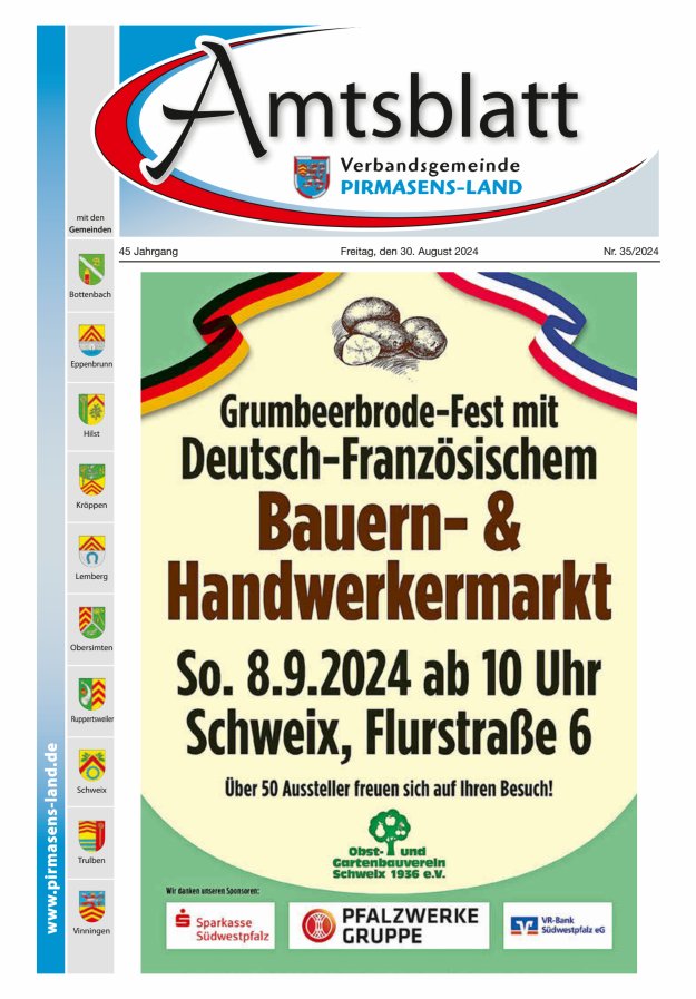 Amtsblatt VG Pirmasens-Land Titelblatt 35/2024