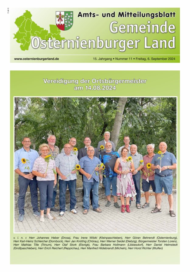 Gemeinde Osternienburger Land – Amts- und Mitteilungsblatt Titelblatt 11/2024