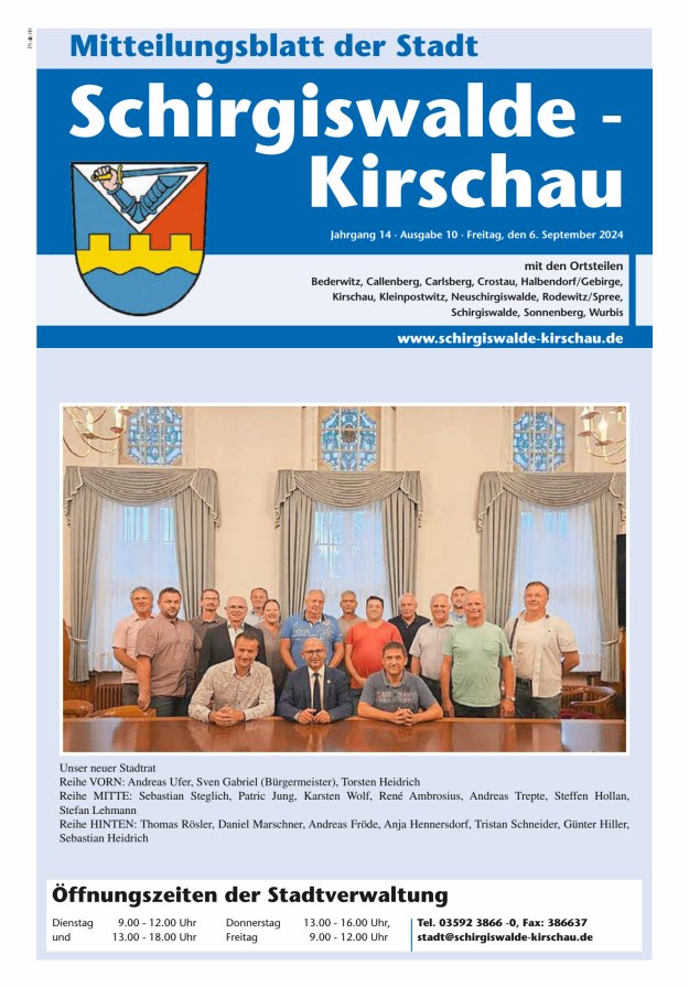 Amtliches Mitteilungsblatt der Stadt Schirgiswalde-Kirschau mit den Ortsteilen Titelblatt 10/2024