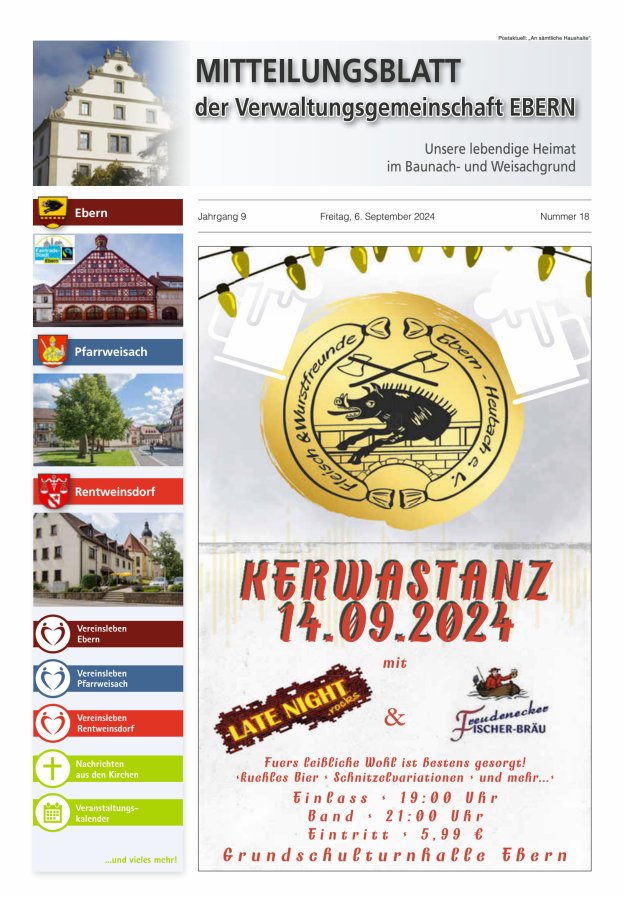 Mitteilungsblatt der Verwaltungsgemeinschaft Ebern Titelblatt 18/2024