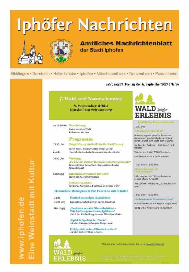 Iphöfer Nachrichten Titelblatt 36/2024