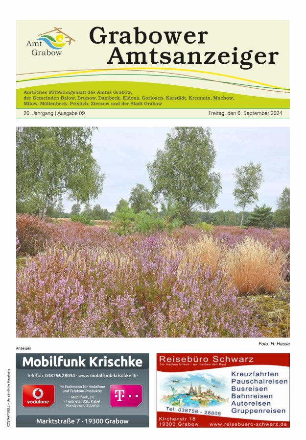 Grabower Amtsanzeiger Titelblatt 09/2024
