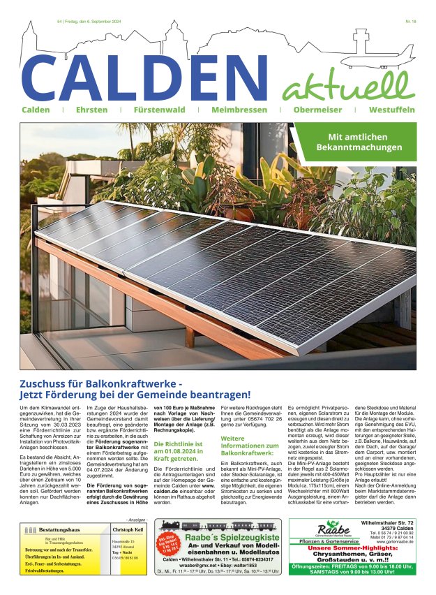 Calden aktuell Titelblatt 18/2024