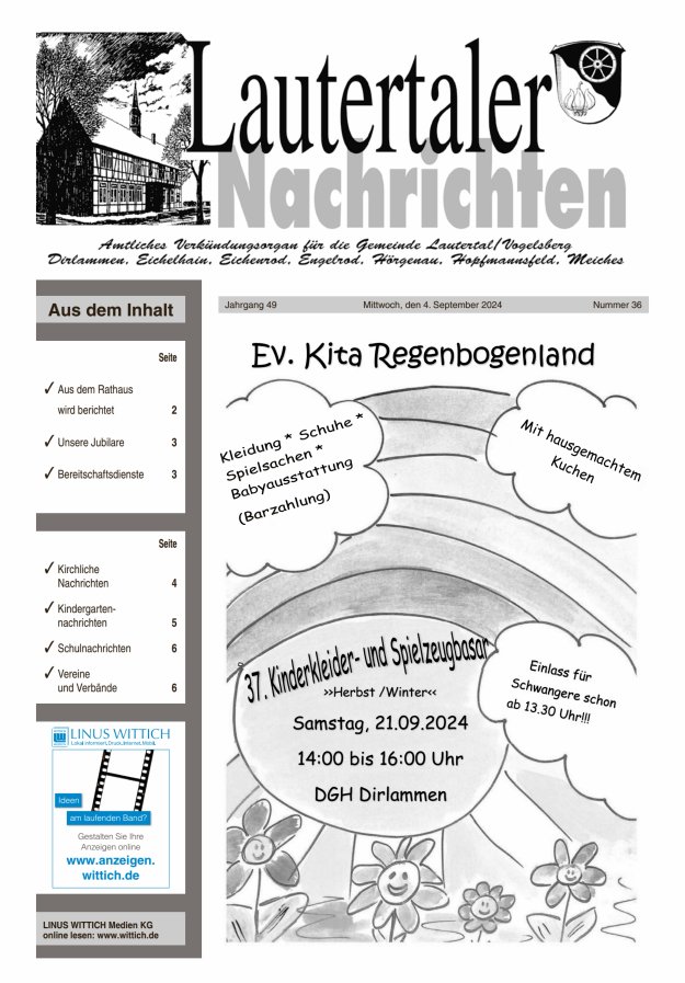 Lautertaler Nachrichten Titelblatt 36/2024