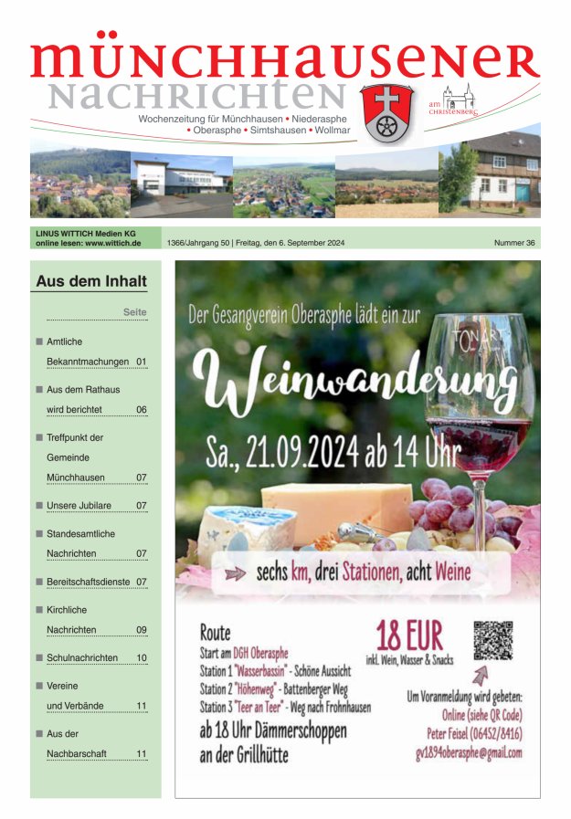 Münchhausener Nachrichten Titelblatt 36/2024