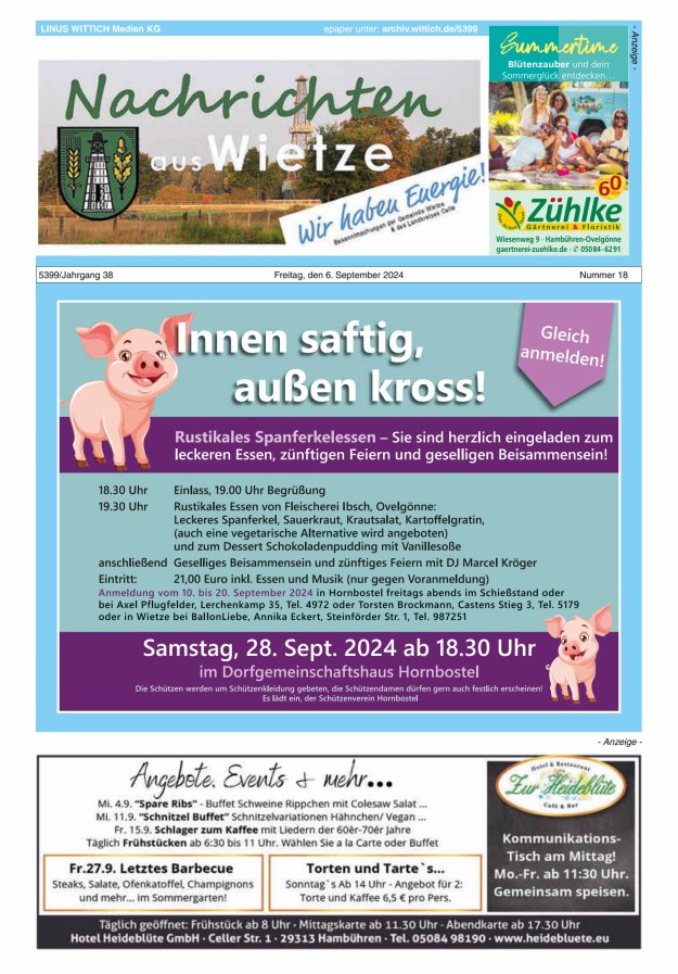 Nachrichten aus Wietze Titelblatt 18/2024