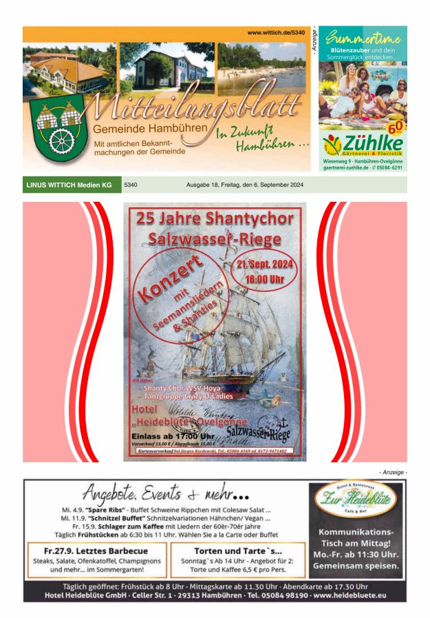 Mitteilungsblatt der Gemeinde Hambühren Titelblatt 18/2024