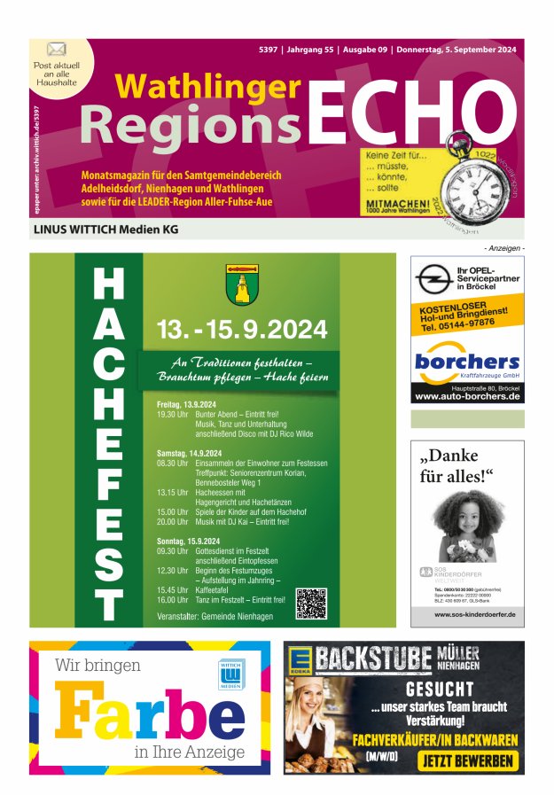 Wathlinger RegionsEcho Titelblatt 09/2024