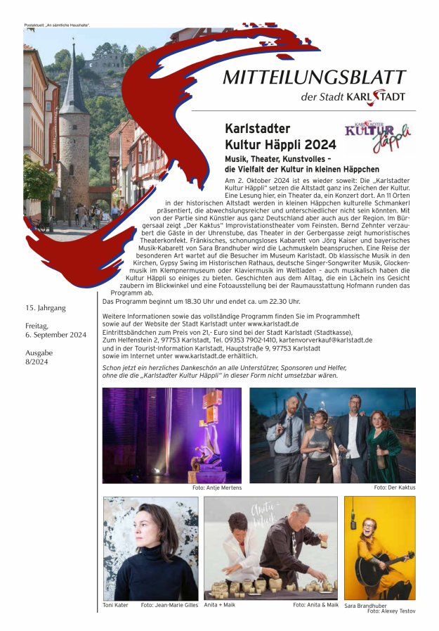 Mitteilungsblatt Karlstadt Titelblatt 08/2024