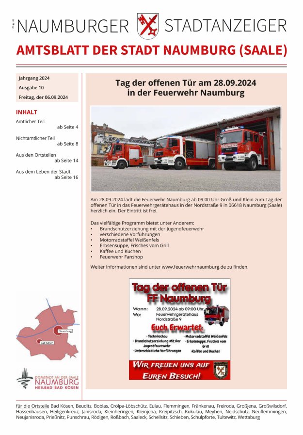 Amtsblatt der Stadt Naumburg (Saale) Titelblatt 10/2024
