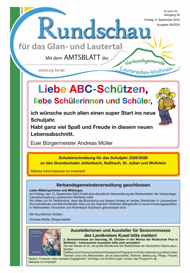 Rundschau für das Glan- und Lautertal Titelblatt 36/2024