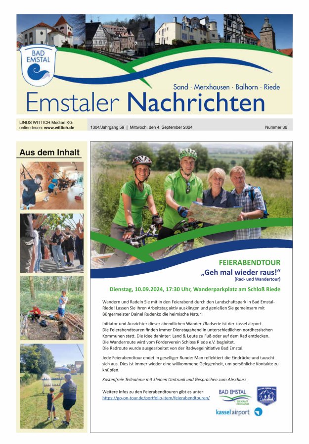 Emstaler Nachrichten Titelblatt 36/2024