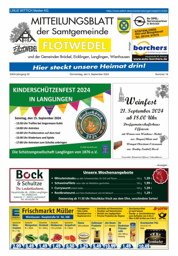 Mitteilungsblatt der Samtgemeinde Flotwedel Titelblatt 18/2024