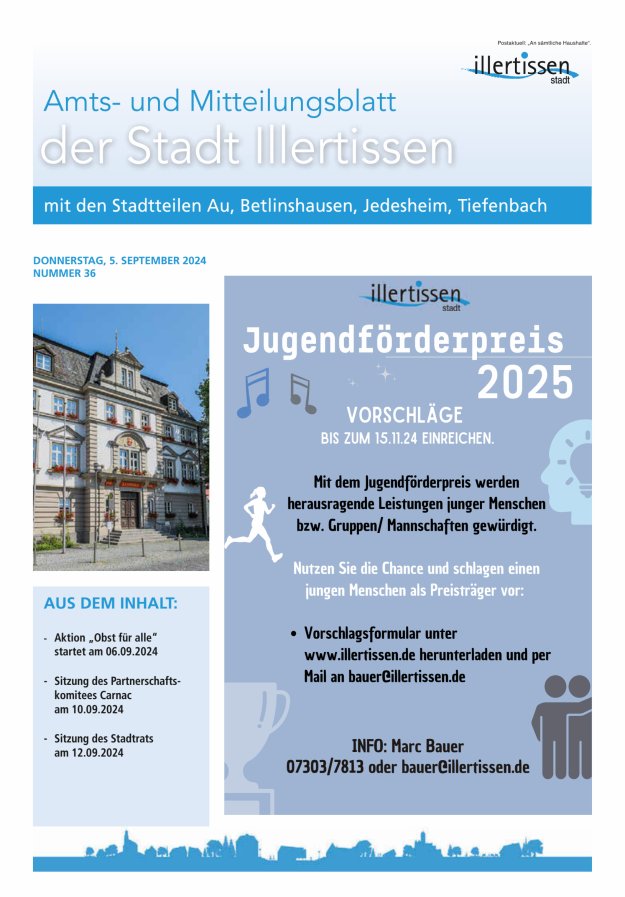 Amts- und Mitteilungsblatt Stadt Illertissen Titelblatt 36/2024