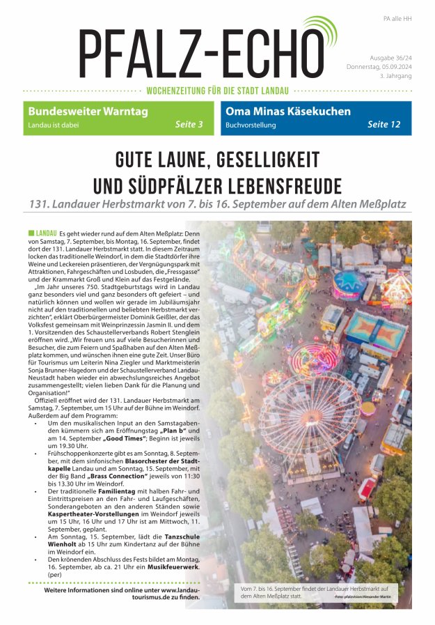 Pfalz-Echo Titelblatt 33/2024