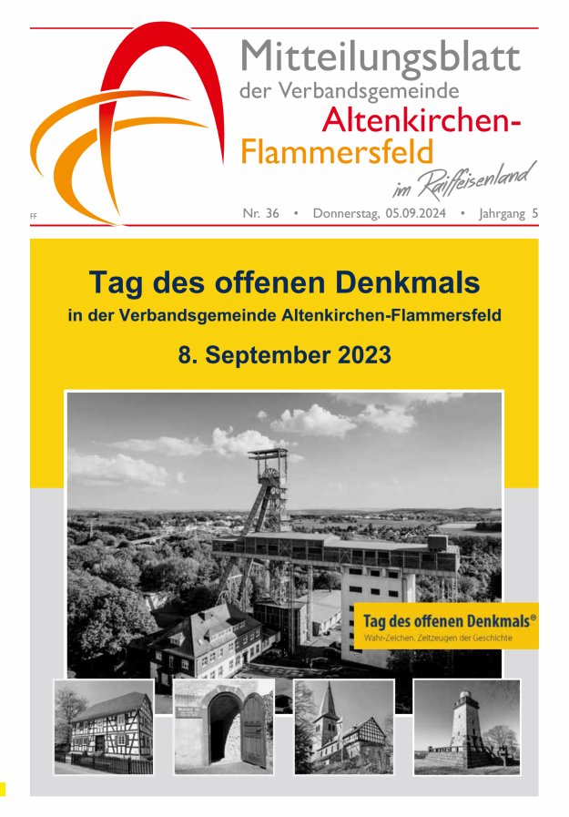 Mitteilungsblatt Verbandsgemeinde Altenkirchen-Flammersfeld Ausg Flammersfeld Titelblatt 36/2024
