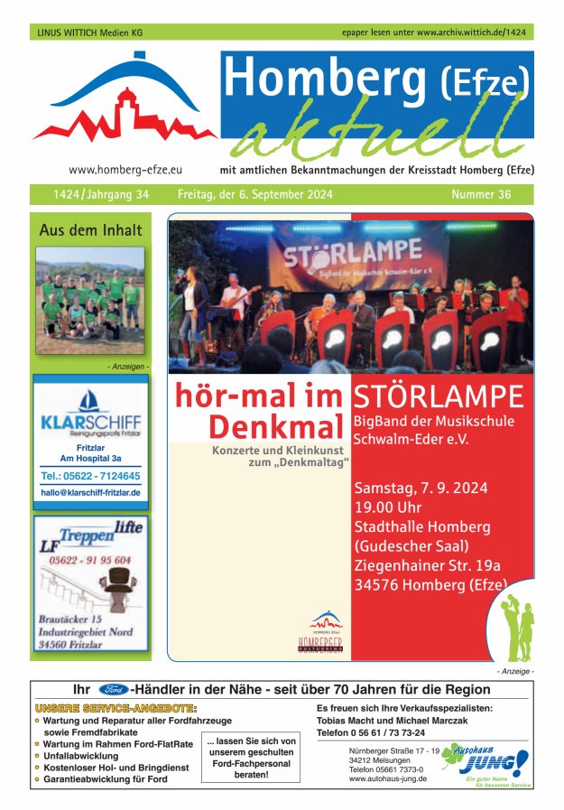 Homberg Efze aktuell Titelblatt 36/2024