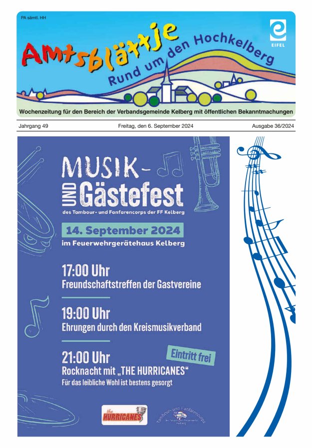 Amtsblättje - Rund um den Hochkelberg Titelblatt 36/2024