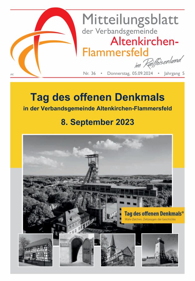 Mitteilungsblatt Verbandsgemeinde Altenkirchen-Flammersfeld Titelblatt 36/2024