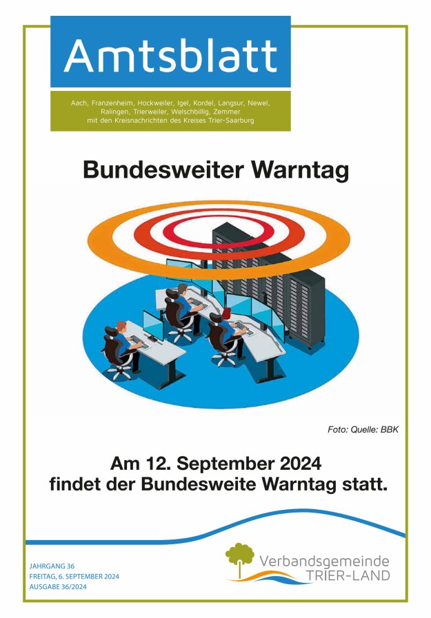 Amtsblatt VG Trier-Land Titelblatt 36/2024