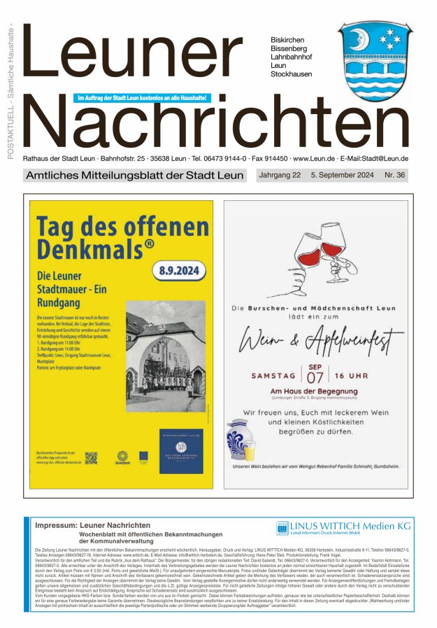 Leuner Nachrichten Titelblatt 36/2024