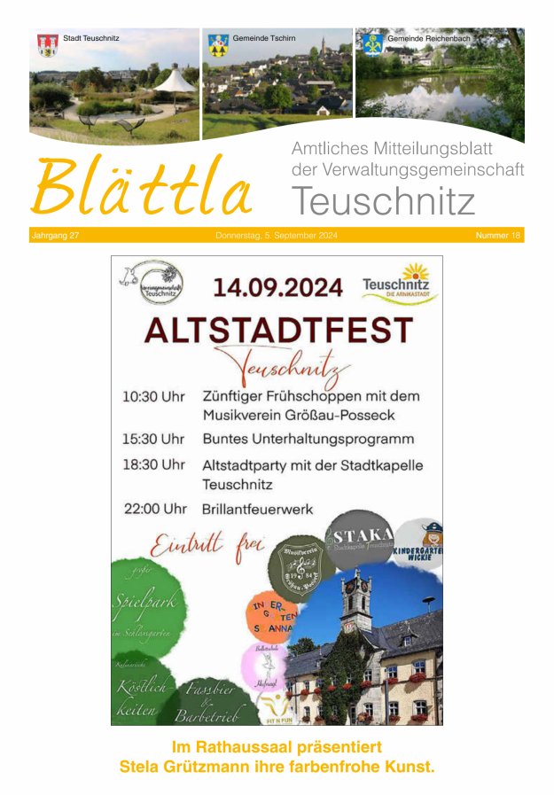 VG-Nachrichten Teuschnitz Titelblatt 18/2024