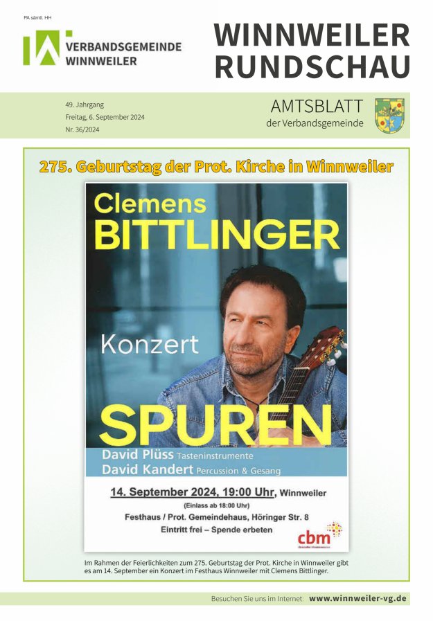 Winnweiler Rundschau Titelblatt 36/2024