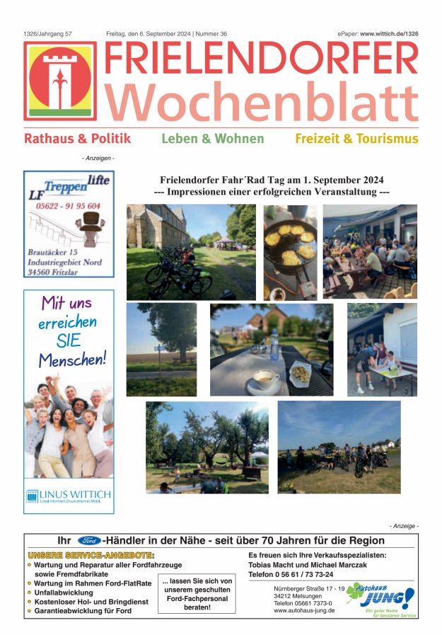 Frielendorfer Wochenblatt Titelblatt 36/2024