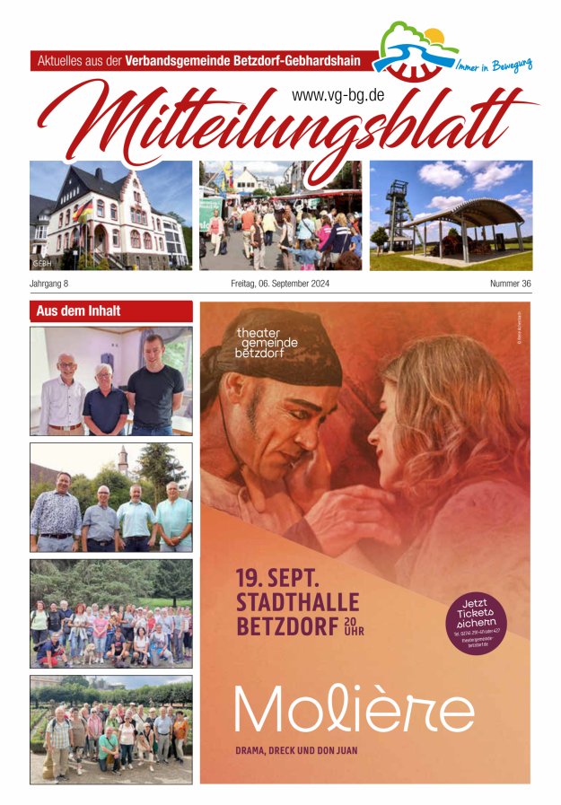 Aktuelles aus der VG Betzdorf-Gebhardshain Ausgabe Gebhardshain Titelblatt 36/2024