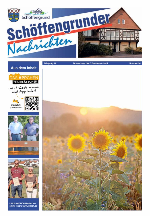 Schöffengrunder Nachrichten Titelblatt 36/2024