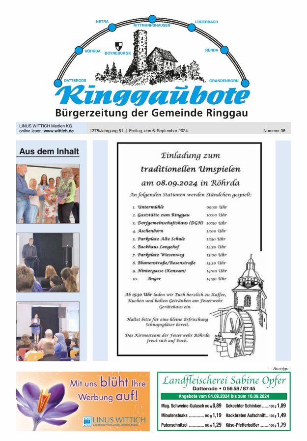 Ringgaubote Titelblatt 36/2024