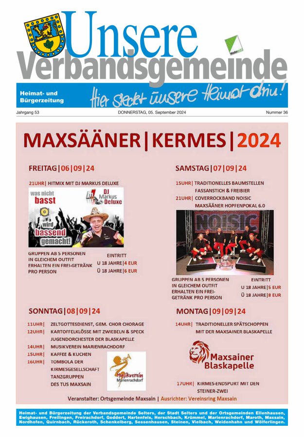 Unsere Verbandsgemeinde Selters Ww Titelblatt 36/2024