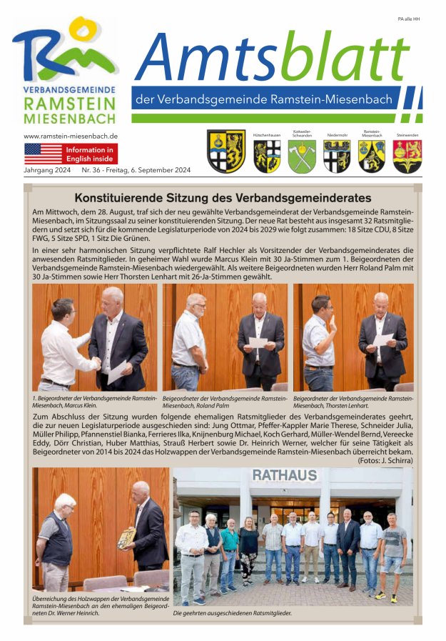 Amtsblatt VG Ramstein-Miesenbach Titelblatt 36/2024