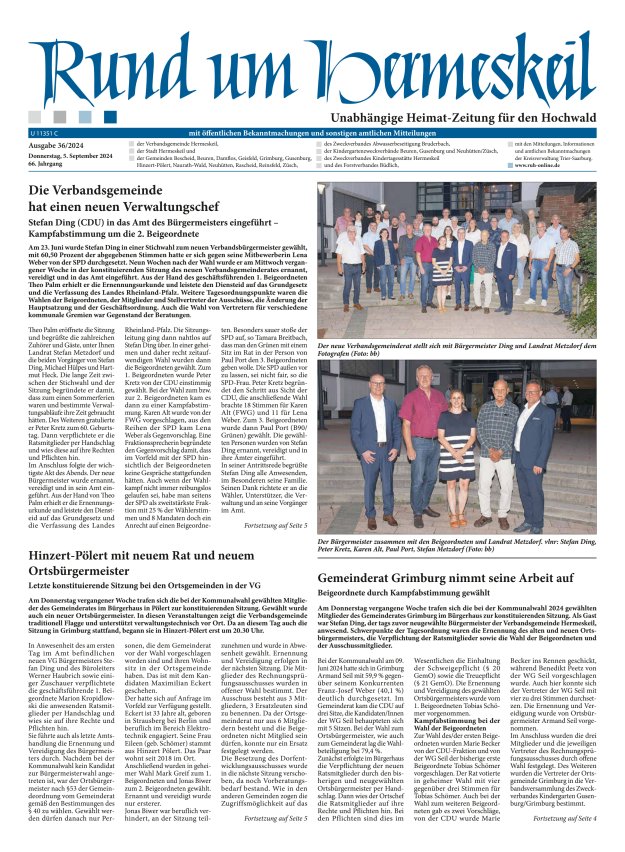 Rund um Hermeskeil Titelblatt 36/2024