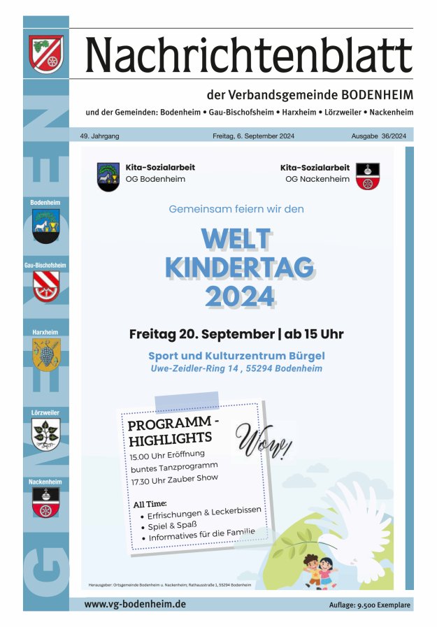 Nachrichtenblatt der VG Bodenheim              Titelblatt 36/2024