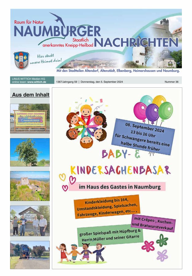 Naumburger Nachrichten Titelblatt 36/2024