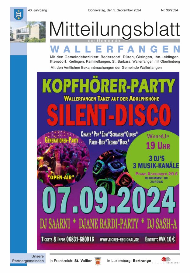 Mitteilungsblatt Gemeinde Wallerfangen Titelblatt 36/2024