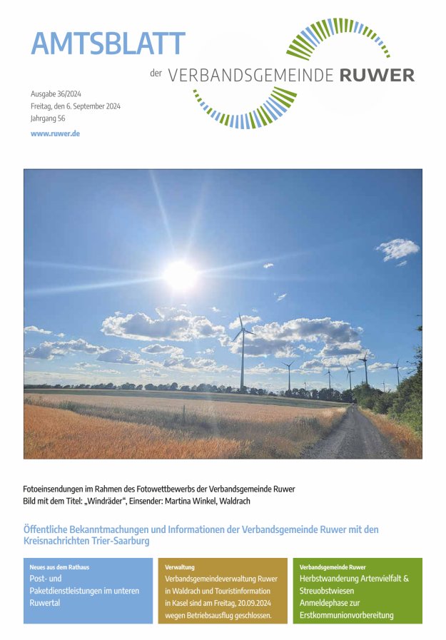 Amtsblatt VG Ruwer Titelblatt 36/2024
